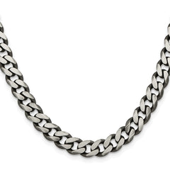 Sterling Silver Antiqued 9.3mm Curb Chain - 6
