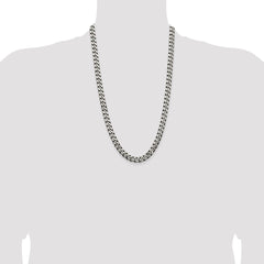 Sterling Silver Antiqued 9.3mm Curb Chain - 6