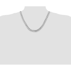 Sterling Silver Rhodium-plated 9.3mm Curb Chain