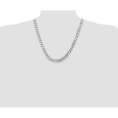 Sterling Silver Rhodium-plated 9.3mm Curb Chain - 7