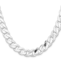 Sterling Silver Rhodium-plated 11mm Curb Chain - 7