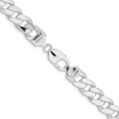 Sterling Silver Rhodium-plated 11mm Curb Chain - 7