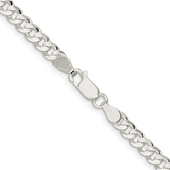 Sterling Silver Rhodium-plated 4.5mm Concave Beveled Curb Chain - 9