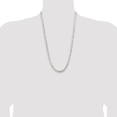 Sterling Silver Rhodium-plated 5.65mm Concave Beveled Curb Chain