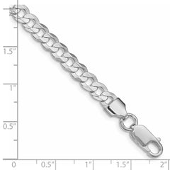 Sterling Silver Rhodium-plated 5.65mm Concave Beveled Curb Chain - 4