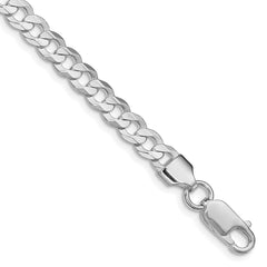 Sterling Silver Rhodium-plated 5.65mm Concave Beveled Curb Chain - 10