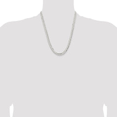 Sterling Silver 6.75mm Concave Beveled Curb Chain - 7