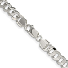 Sterling Silver Rhodium-plated 6.75mm Concave Beveled Curb Chain - 9