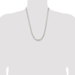 Sterling Silver Rhodium-plated 6.75mm Concave Beveled Curb Chain - 8