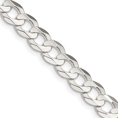 Sterling Silver 6.75mm Concave Beveled Curb Chain - 7
