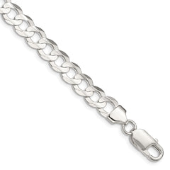 Sterling Silver 7.8mm Concave Beveled Curb Chain - 7