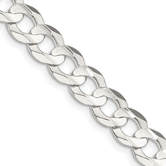Sterling Silver 7.8mm Concave Beveled Curb Chain - 10