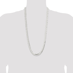 Sterling Silver 9.75mm Concave Beveled Curb Chain - 8