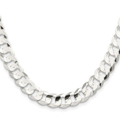 Sterling Silver Rhodium-plated 9.75mm Concave Beveled Curb Chain - 7