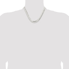 Sterling Silver Rhodium-plated 9.75mm Concave Beveled Curb Chain - 3