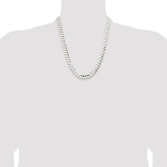 Sterling Silver Rhodium-plated 9.75mm Concave Beveled Curb Chain - 4