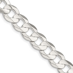 Sterling Silver 9.75mm Concave Beveled Curb Chain - 7