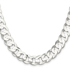 Sterling Silver 11.9mm Concave Beveled Curb Chain - 6