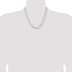 Sterling Silver 11.9mm Concave Beveled Curb Chain - 6