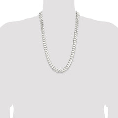 Sterling Silver 11.9mm Concave Beveled Curb Chain