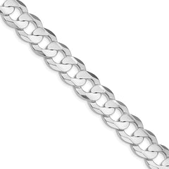 Sterling Silver Rhodium-plated 11.9mm Concave Beveled Curb Chain - 9