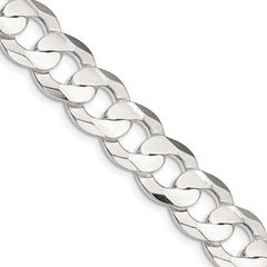 Sterling Silver 11.9mm Concave Beveled Curb Chain - 6