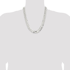 Sterling Silver 14.0mm Concave Beveled Curb Chain - 4