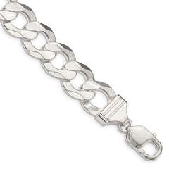 Sterling Silver 14.0mm Concave Beveled Curb Chain - 5