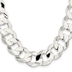 Sterling Silver 15.75mm Concave Beveled Curb Chain - 2