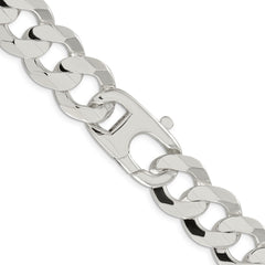 Sterling Silver 15.75mm Concave Beveled Curb Chain - 2