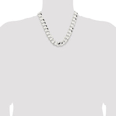 Sterling Silver 15.75mm Concave Beveled Curb Chain - 2