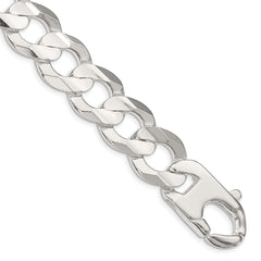 Sterling Silver 15.75mm Concave Beveled Curb Chain - 6