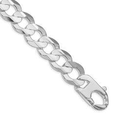 Sterling Silver Rhodium-plated 15.75mm Concave Beveled Curb Chain - 6