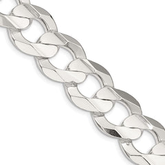 Sterling Silver 15.75mm Concave Beveled Curb Chain - 2
