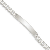 Sterling Silver Curb Link ID Bracelet - 20