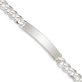 Sterling Silver Curb Link ID Bracelet - 6