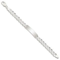 Sterling Silver Polished Engraveable Patterned Curb Link ID Bracelet