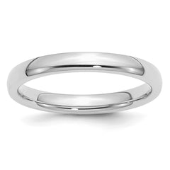 Sterling Silver Rhodium-plated 3mm Comfort Fit Size 7 Band