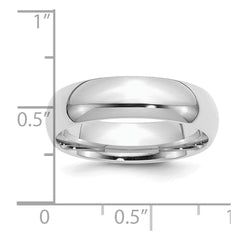 Sterling Silver Rhodium-plated 6mm Comfort Fit Size 10 Band