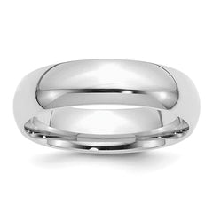 Sterling Silver Rhodium-plated 6mm Comfort Fit Size 12 Band
