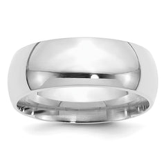 Sterling Silver Rhodium-plated 8mm Comfort Fit Size 11.5 Band