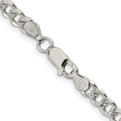 Sterling Silver Rhodium-plated 4.5mm Pave Curb Chain
