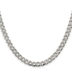 Sterling Silver 5.5mm Pavâ Curb Chain - 7