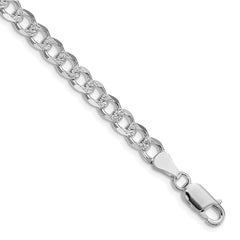 Sterling Silver Rhodium-plated 5.5mm Pavâ Curb Chain - 8