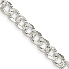 Sterling Silver 5.5mm Pavâ Curb Chain - 7