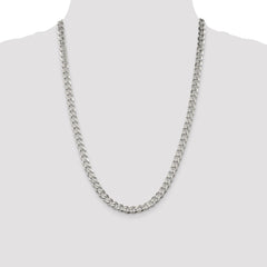 Sterling Silver 7mm Pavâ Curb Chain - 6