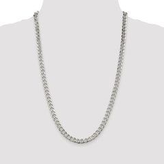 Sterling Silver Rhodium-plated 7mm Pavâ Curb Chain - 6