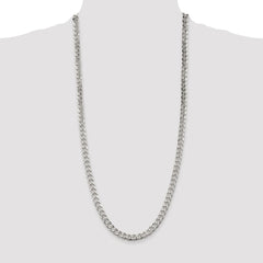 Sterling Silver Rhodium-plated 7mm Pave Curb Chain - 2