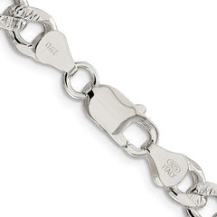 Sterling Silver 7.5mm Pavâ Curb Chain - 5
