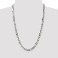 Sterling Silver 7.5mm Pavâ Curb Chain